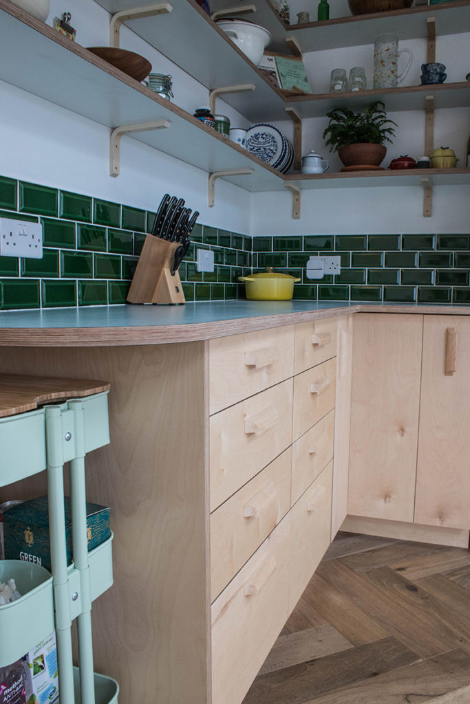 bespoke kitchen bristol, ash handles, birch ply kitchen